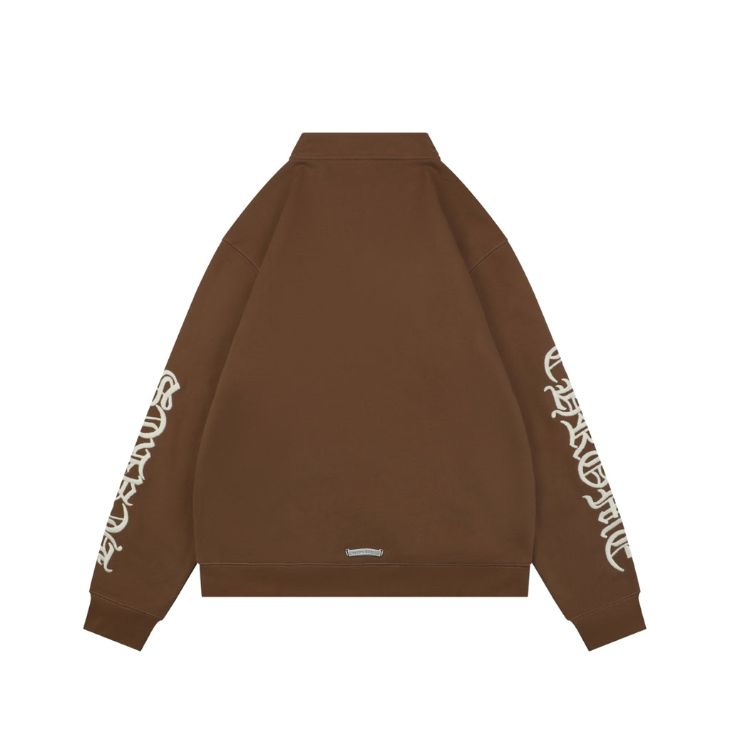 Chrome Hearts Sanskrit Script Sleeve Embroidery Half-Zip Sweatshirt | Brown