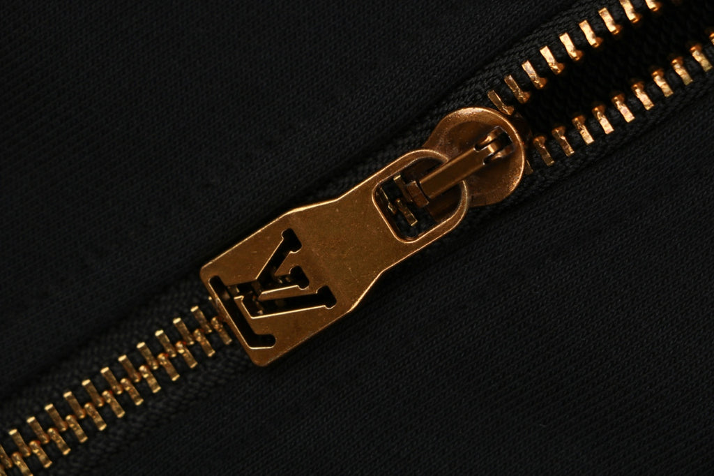 Louis Vuitton Hand-Painted Monogram Chain-Stitch Embroidery Zip Hoodie | Black