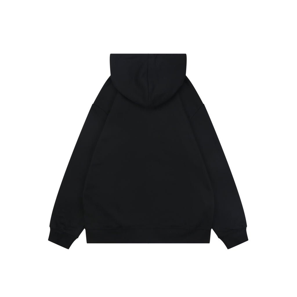 Louis Vuitton Hand-Painted Monogram Chain-Stitch Embroidery Zip Hoodie | Black