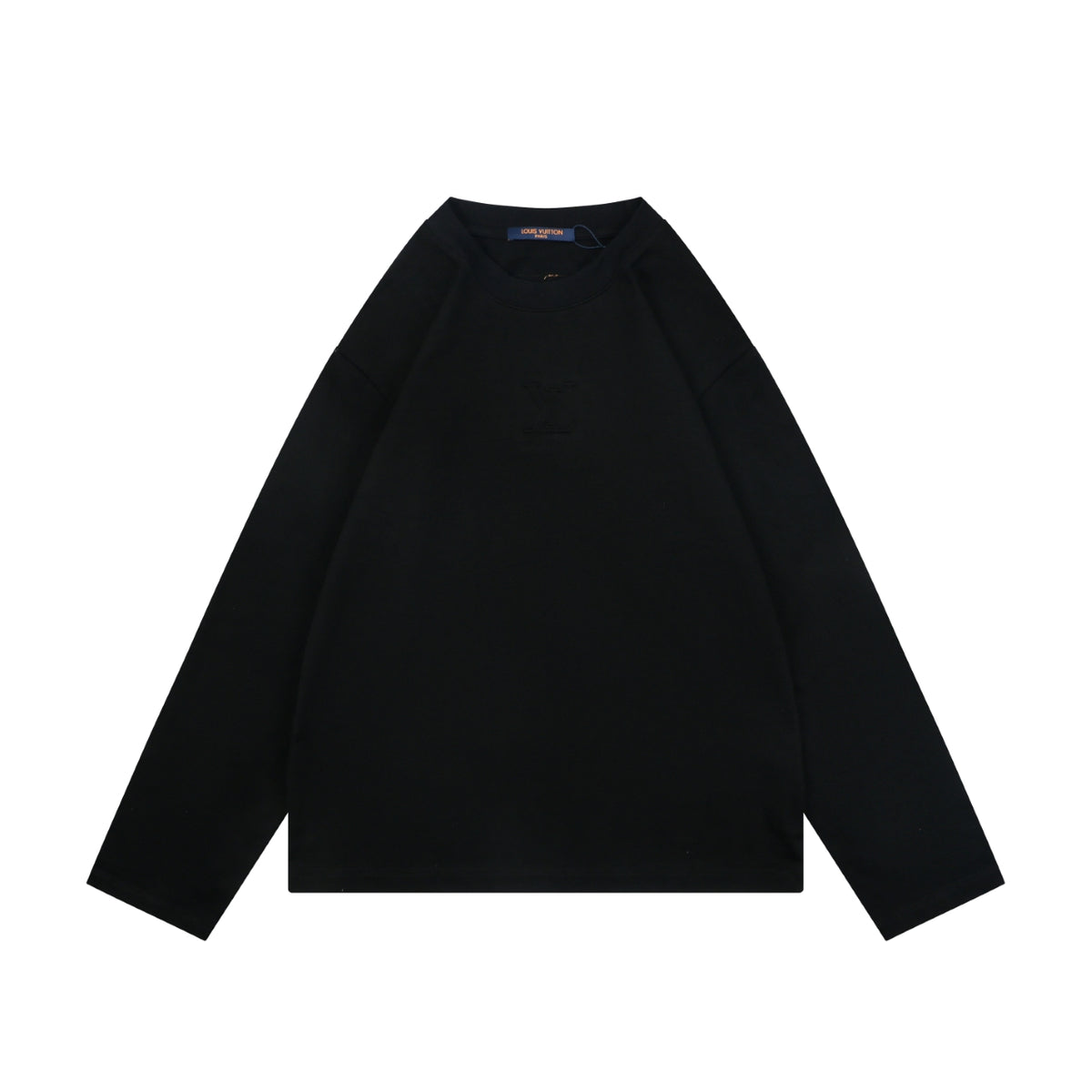 Louis Vuitton Centered Monogram Embossed Tonal Long Sleeve T-Shirt | Black