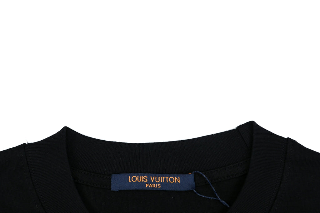 Louis Vuitton Centered Monogram Embossed Tonal Long Sleeve T-Shirt | Black
