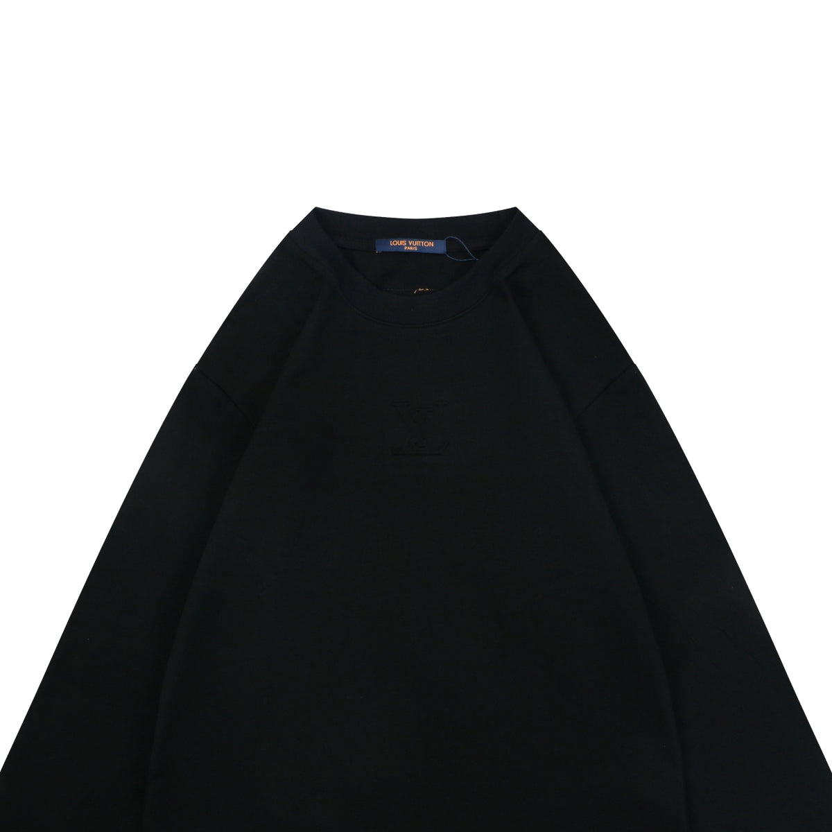 Louis Vuitton Centered Monogram Embossed Tonal Long Sleeve T-Shirt | Black