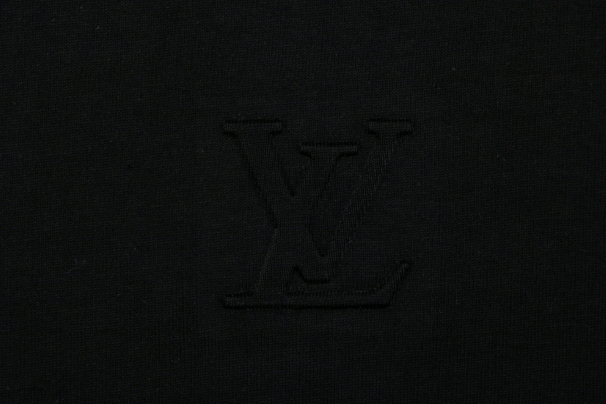Louis Vuitton Centered Monogram Embossed Tonal Long Sleeve T-Shirt | Black