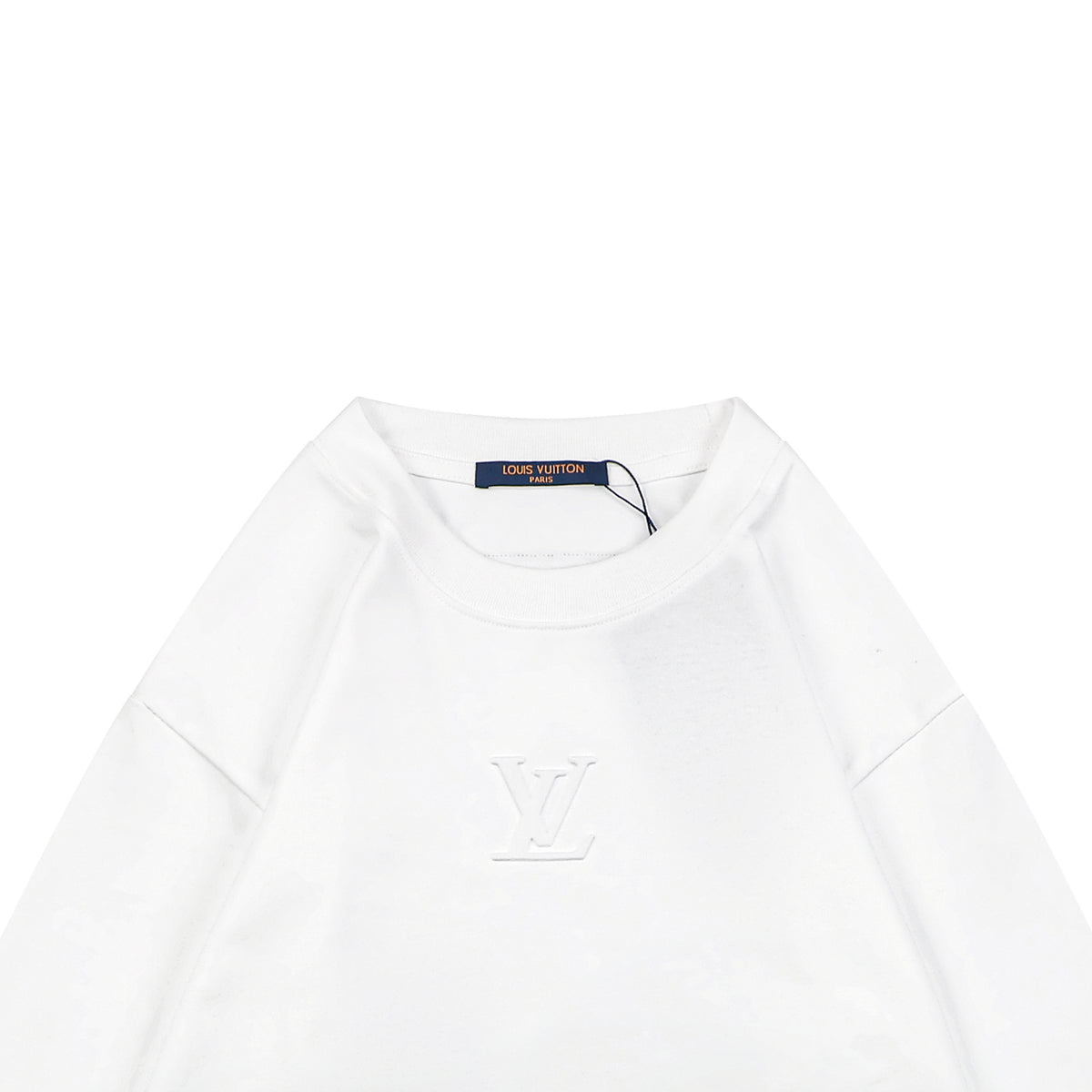 Louis Vuitton Centered Monogram Embossed Tonal Long Sleeve T-Shirt | White