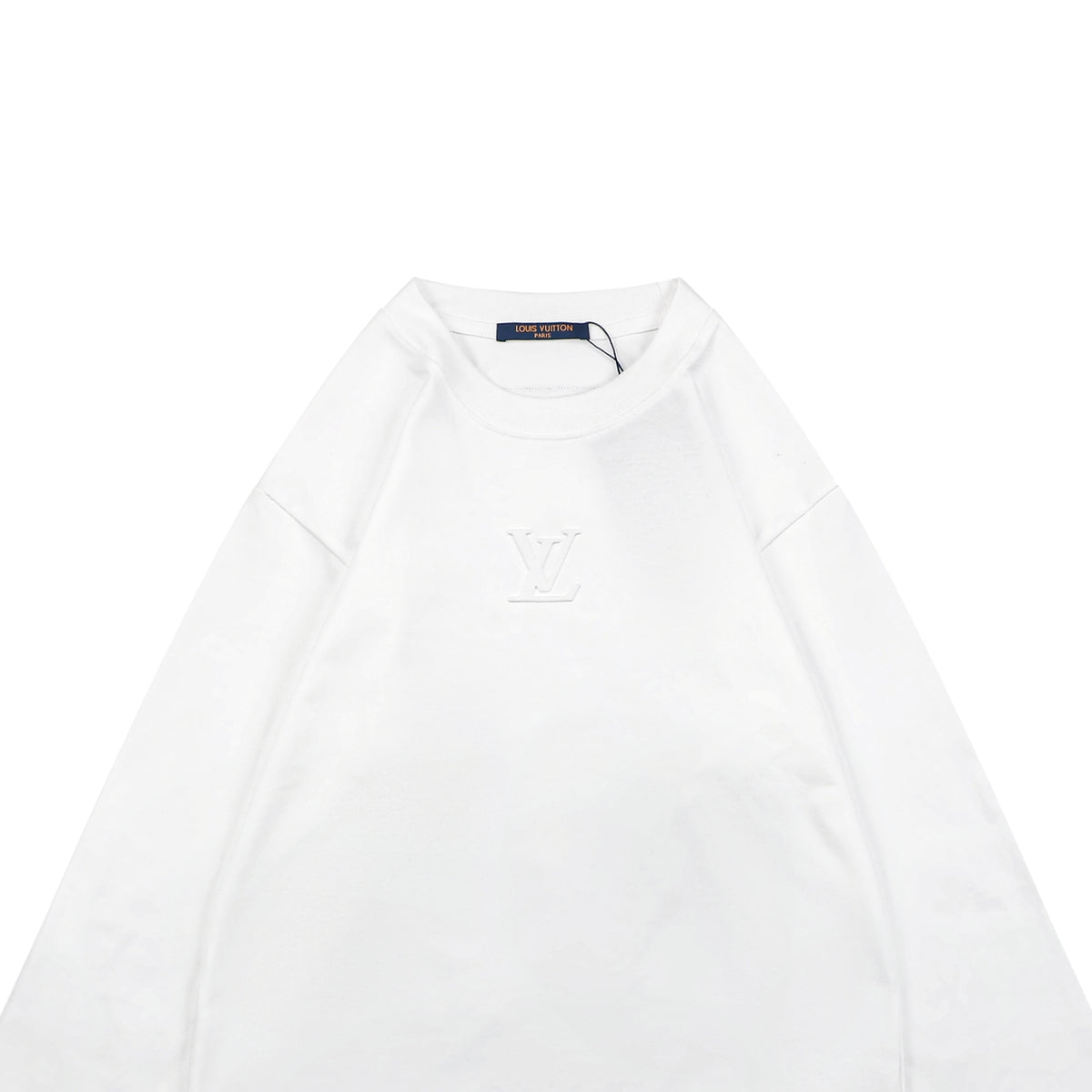Louis Vuitton Centered Monogram Embossed Tonal Long Sleeve T-Shirt | White