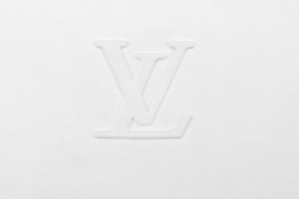 Louis Vuitton Centered Monogram Embossed Tonal Long Sleeve T-Shirt | White