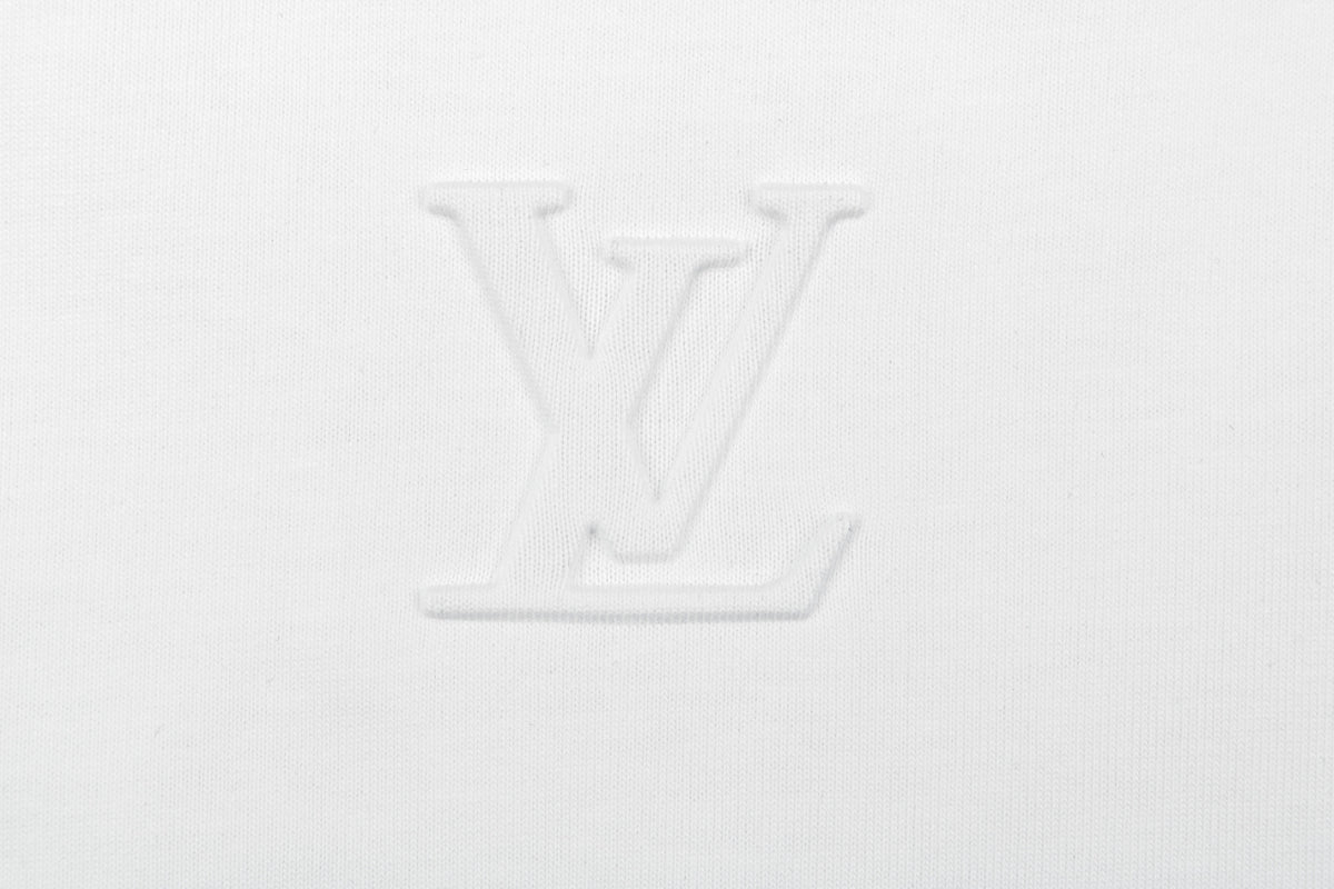 Louis Vuitton Centered Monogram Embossed Tonal Long Sleeve T-Shirt | White