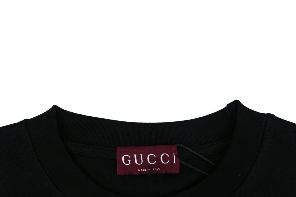 Gucci Centered Tonal Interlocking G Jacquard Embroidery Long Sleeve T-Shirt | Black