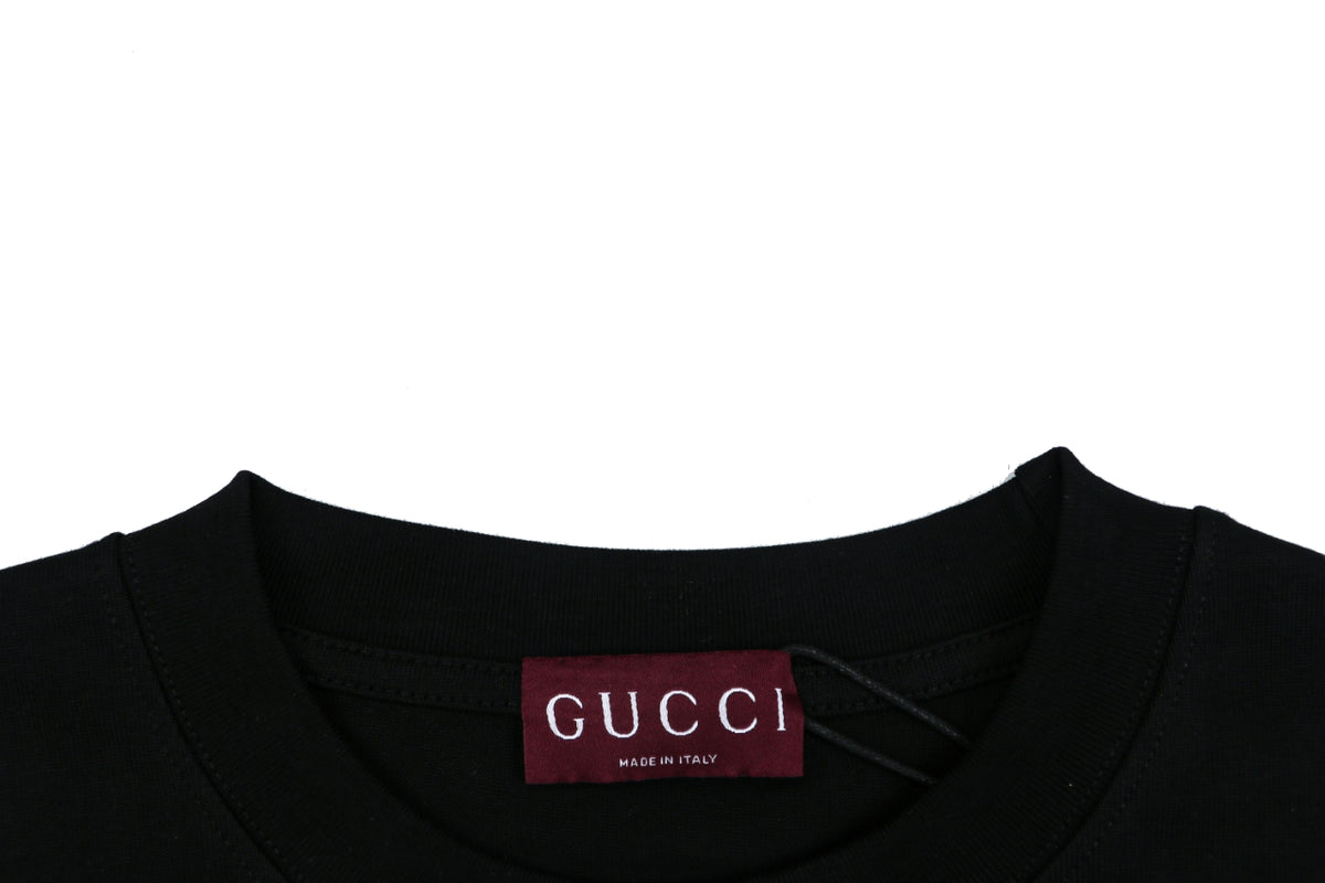 Gucci Centered Tonal Interlocking G Jacquard Embroidery Long Sleeve T-Shirt | Black