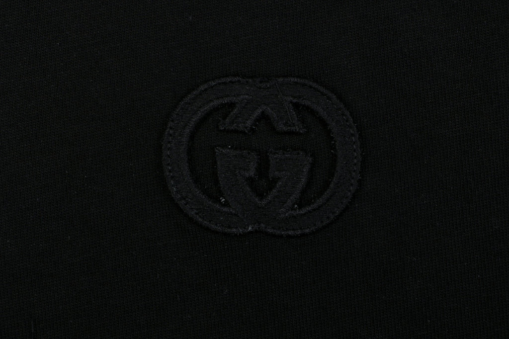 Gucci Centered Tonal Interlocking G Jacquard Embroidery Long Sleeve T-Shirt | Black