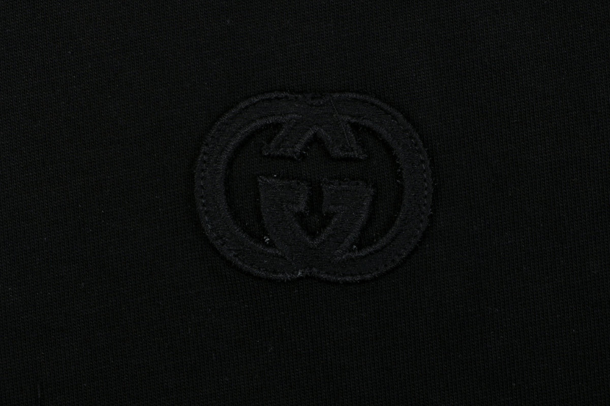 Gucci Centered Tonal Interlocking G Jacquard Embroidery Long Sleeve T-Shirt | Black
