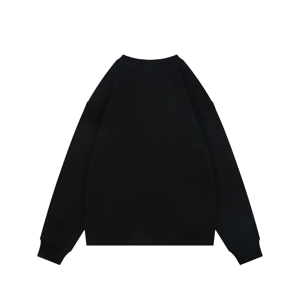 Gucci Centered Tonal Interlocking G Jacquard Embroidery Long Sleeve T-Shirt | Black