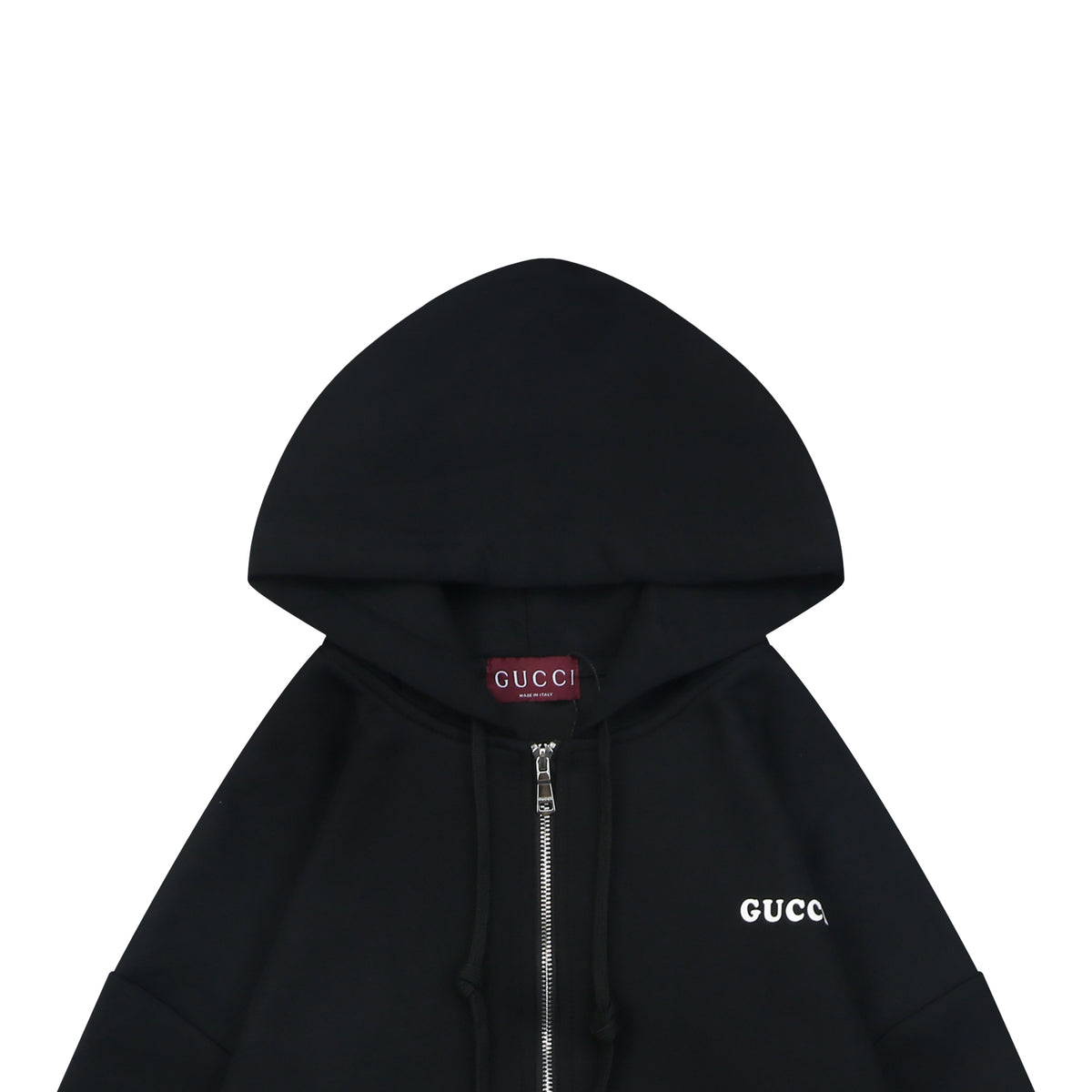 Gucci Right Chest Small Script G Logo Print Full-Zip Hoodie Jacket | Black