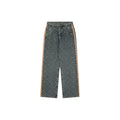 Louis Vuitton All-Over Monogram Jacquard Side Leather Tape Trim Straight-Leg Jeans | Grey-Green