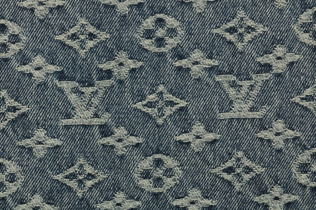 Louis Vuitton All-Over Monogram Jacquard Side Leather Tape Trim Straight-Leg Jeans | Grey-Green