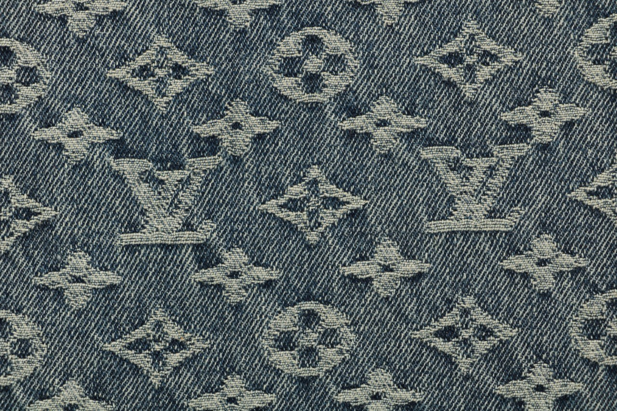 Louis Vuitton All-Over Monogram Jacquard Side Leather Tape Trim Straight-Leg Jeans | Grey-Green