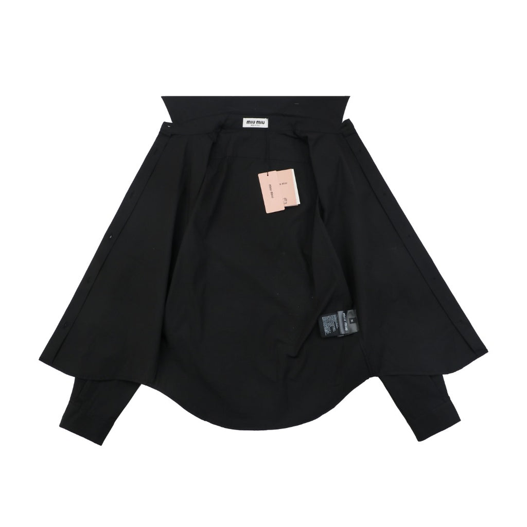 Miu Miu 26FW Small Logo Long-Sleeve Shirt | Black