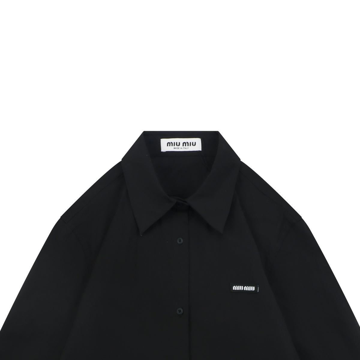 Miu Miu 26FW Small Logo Long-Sleeve Shirt | Black