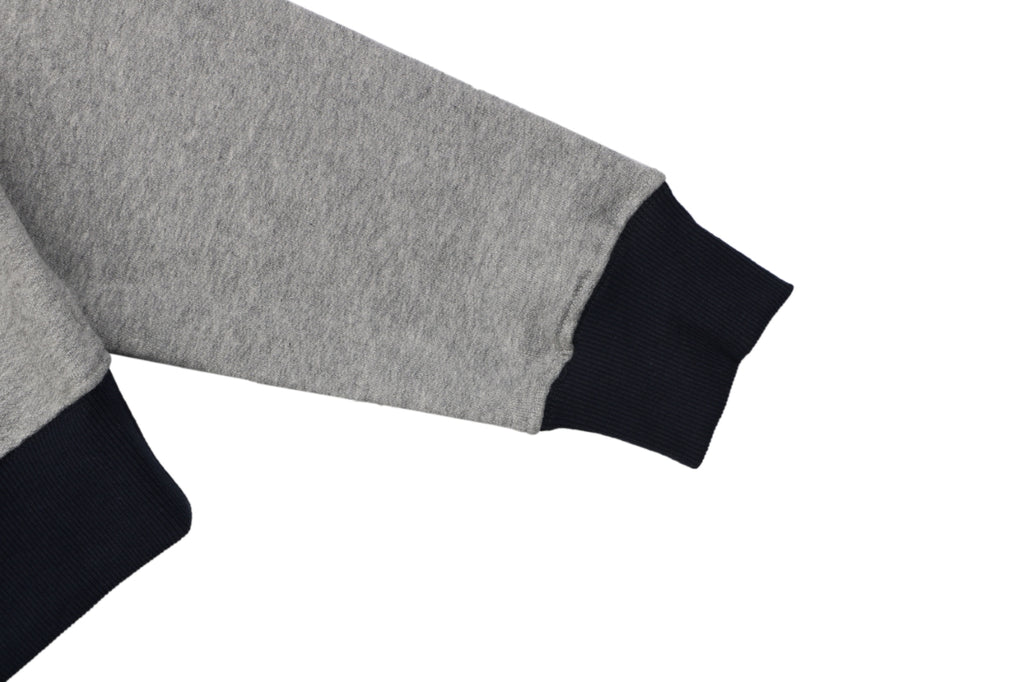 Dior Two-Tone Colorblock Small Script Logo Crew Neck Sweatshirt | Grey / Navy