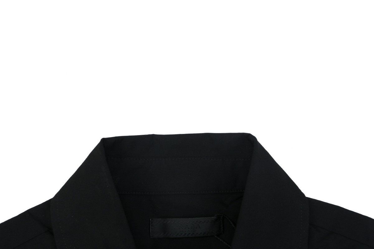 Prada Triangle Logo Plaque Chest Pocket Long-Sleeve Shirt | Black