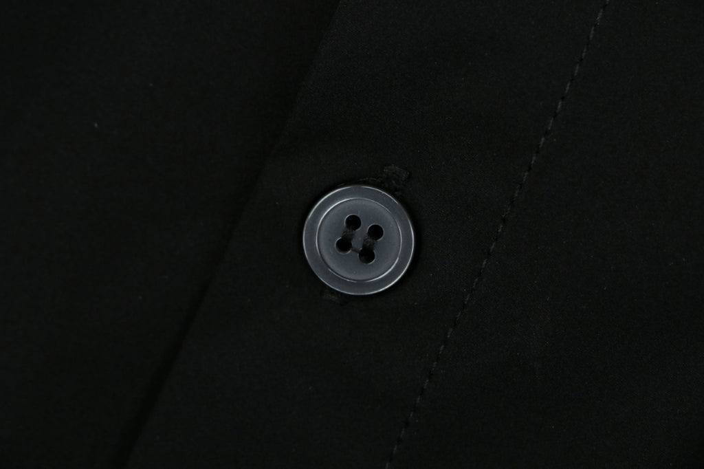 Prada Triangle Logo Plaque Chest Pocket Long-Sleeve Shirt | Black