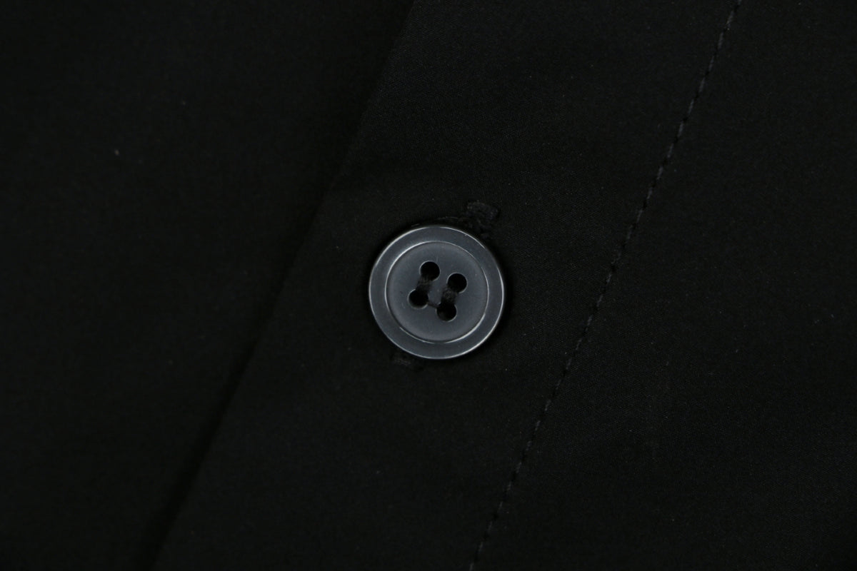 Prada Triangle Logo Plaque Chest Pocket Long-Sleeve Shirt | Black