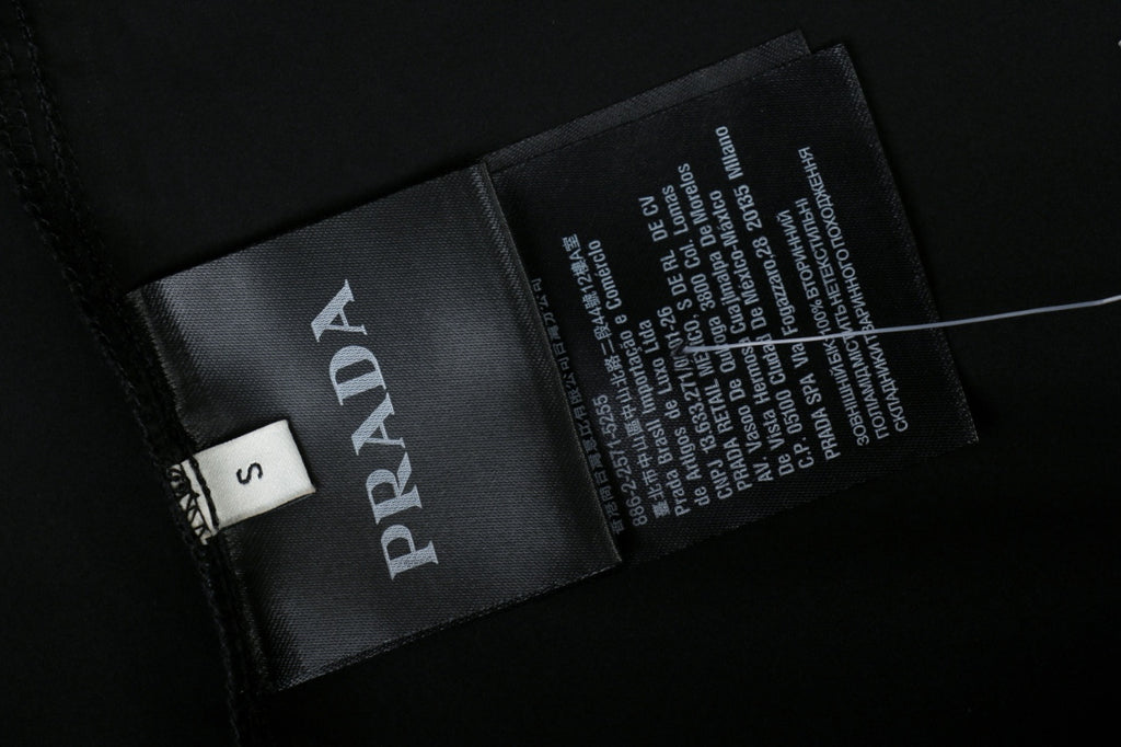 Prada Triangle Logo Plaque Chest Pocket Long-Sleeve Shirt | Black