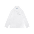 Prada Triangle Logo Plaque Chest Pocket Long-Sleeve Shirt | White