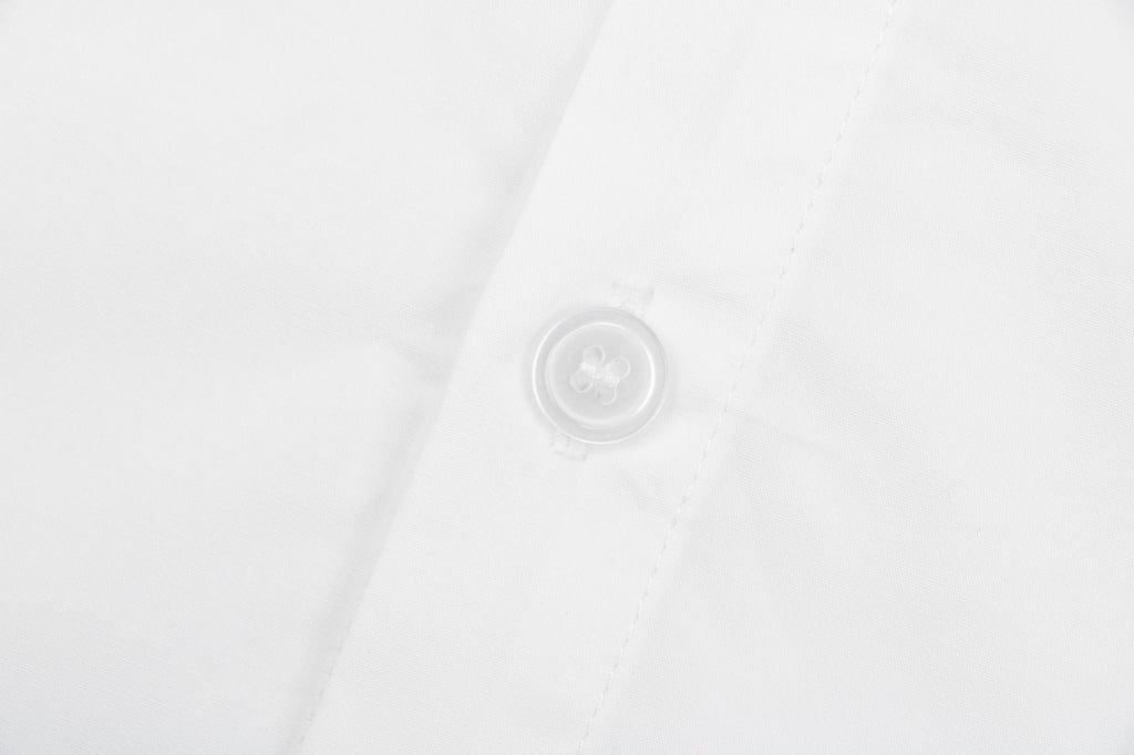 Prada Triangle Logo Plaque Chest Pocket Long-Sleeve Shirt | White