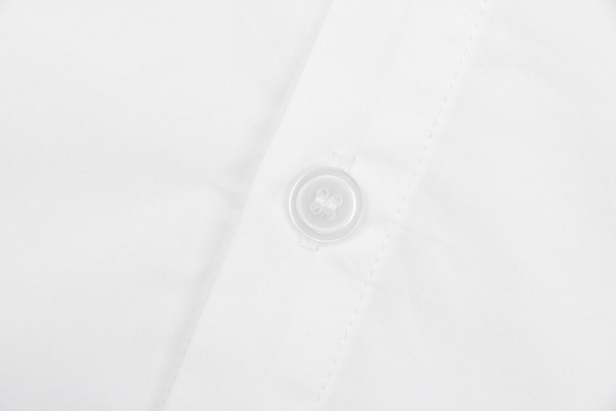 Prada Triangle Logo Plaque Chest Pocket Long-Sleeve Shirt | White