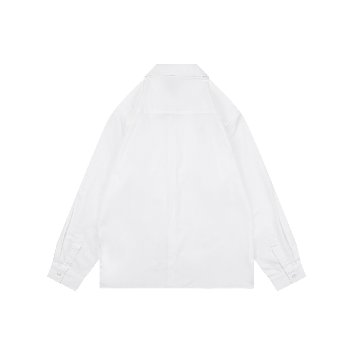 Prada Triangle Logo Plaque Chest Pocket Long-Sleeve Shirt | White