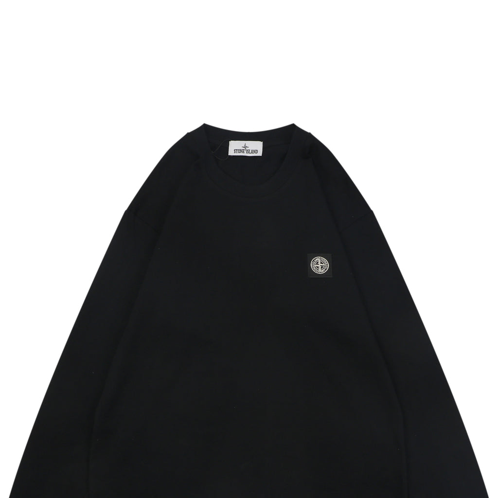 Stone Island Small Square Compass Badge Embroidered Long Sleeve T-Shirt | Black | SI-SQ-CMB-EMB-LS-TEE-BLK
