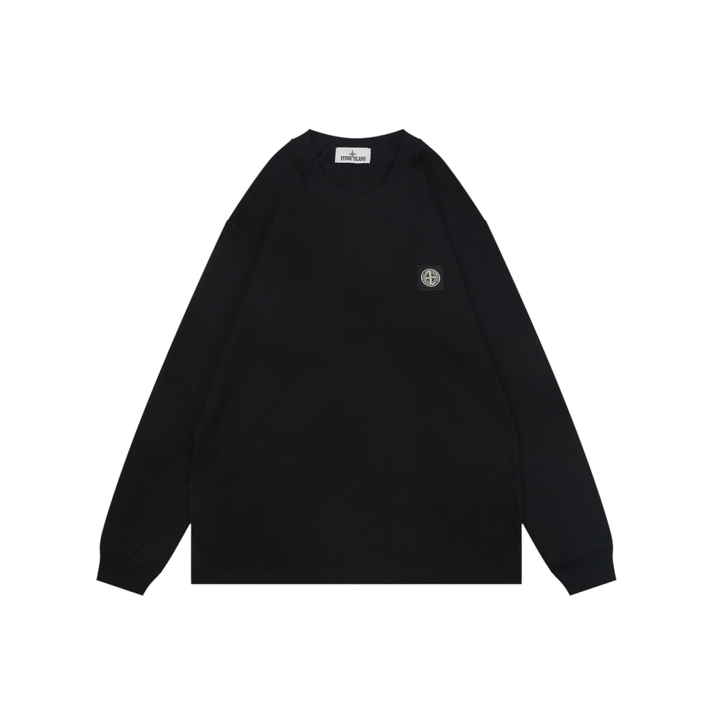 Stone Island Small Square Compass Badge Embroidered Long Sleeve T-Shirt | Black | SI-SQ-CMB-EMB-LS-TEE-BLK