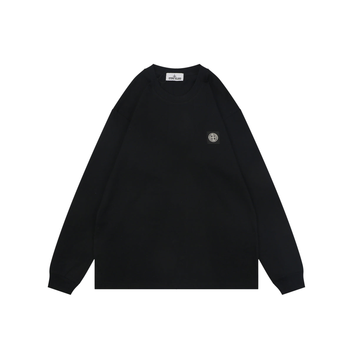 Stone Island Small Square Compass Badge Embroidered Long Sleeve T-Shirt | Black | SI-SQ-CMB-EMB-LS-TEE-BLK