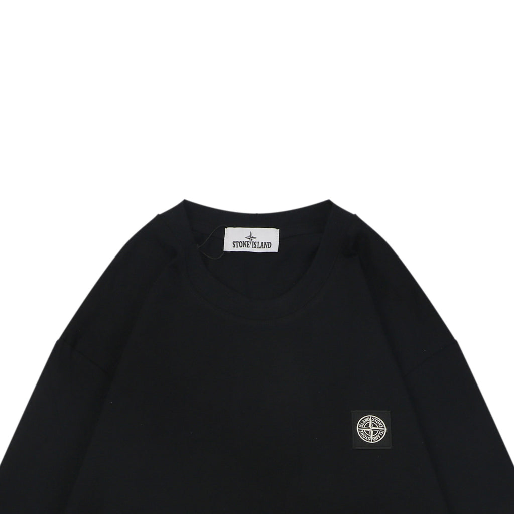 Stone Island Small Square Compass Badge Embroidered Long Sleeve T-Shirt | Black | SI-SQ-CMB-EMB-LS-TEE-BLK