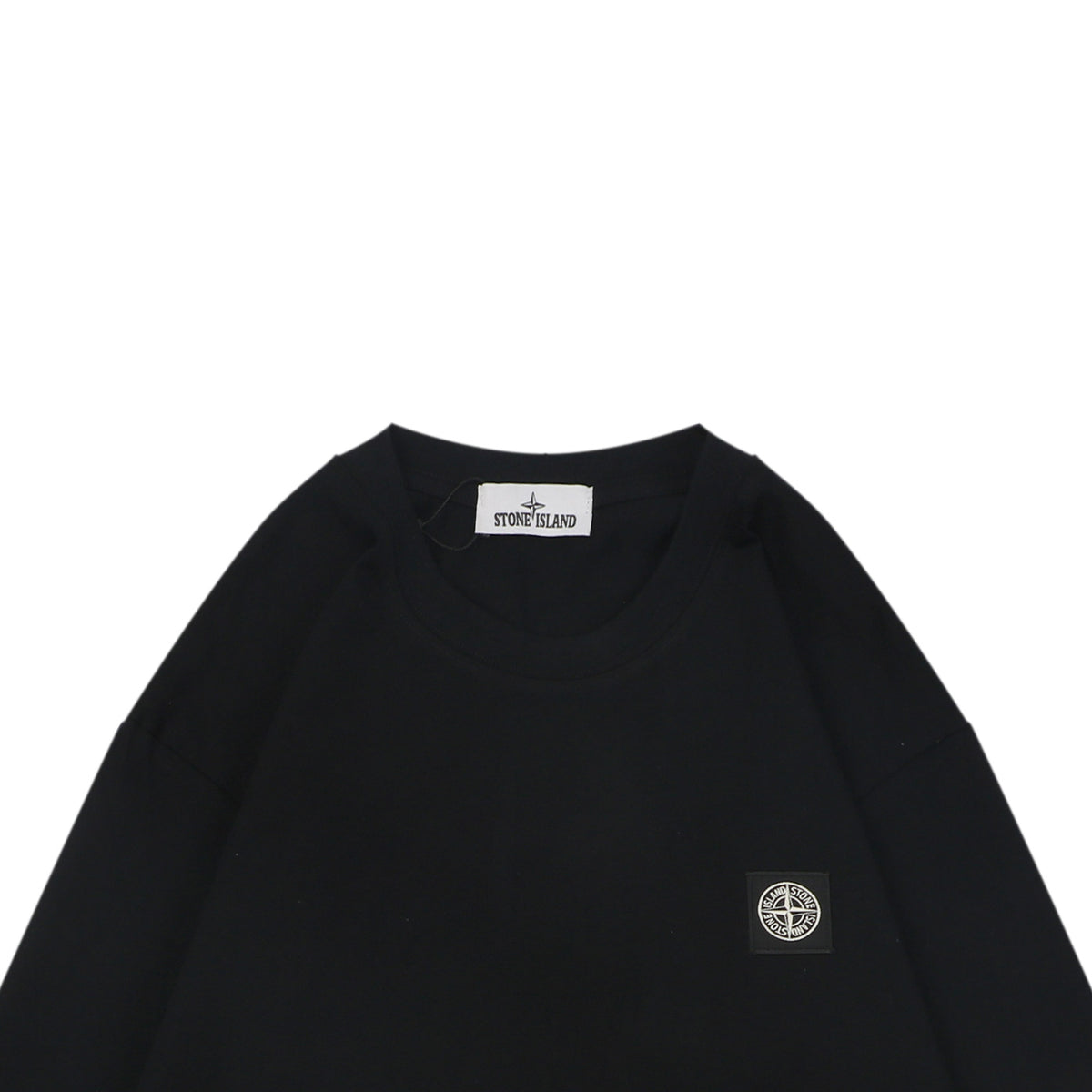 Stone Island Small Square Compass Badge Embroidered Long Sleeve T-Shirt | Black | SI-SQ-CMB-EMB-LS-TEE-BLK