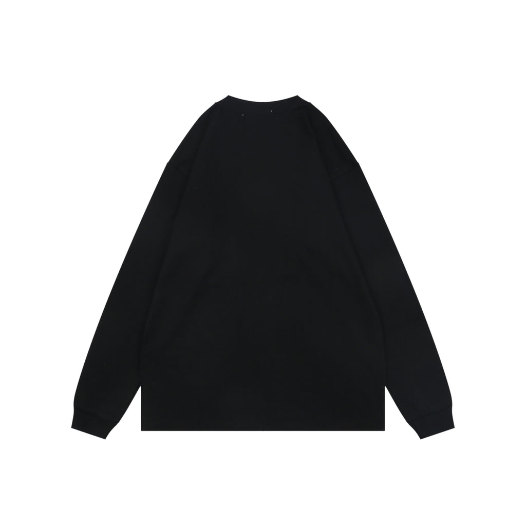 Stone Island Small Square Compass Badge Embroidered Long Sleeve T-Shirt | Black | SI-SQ-CMB-EMB-LS-TEE-BLK