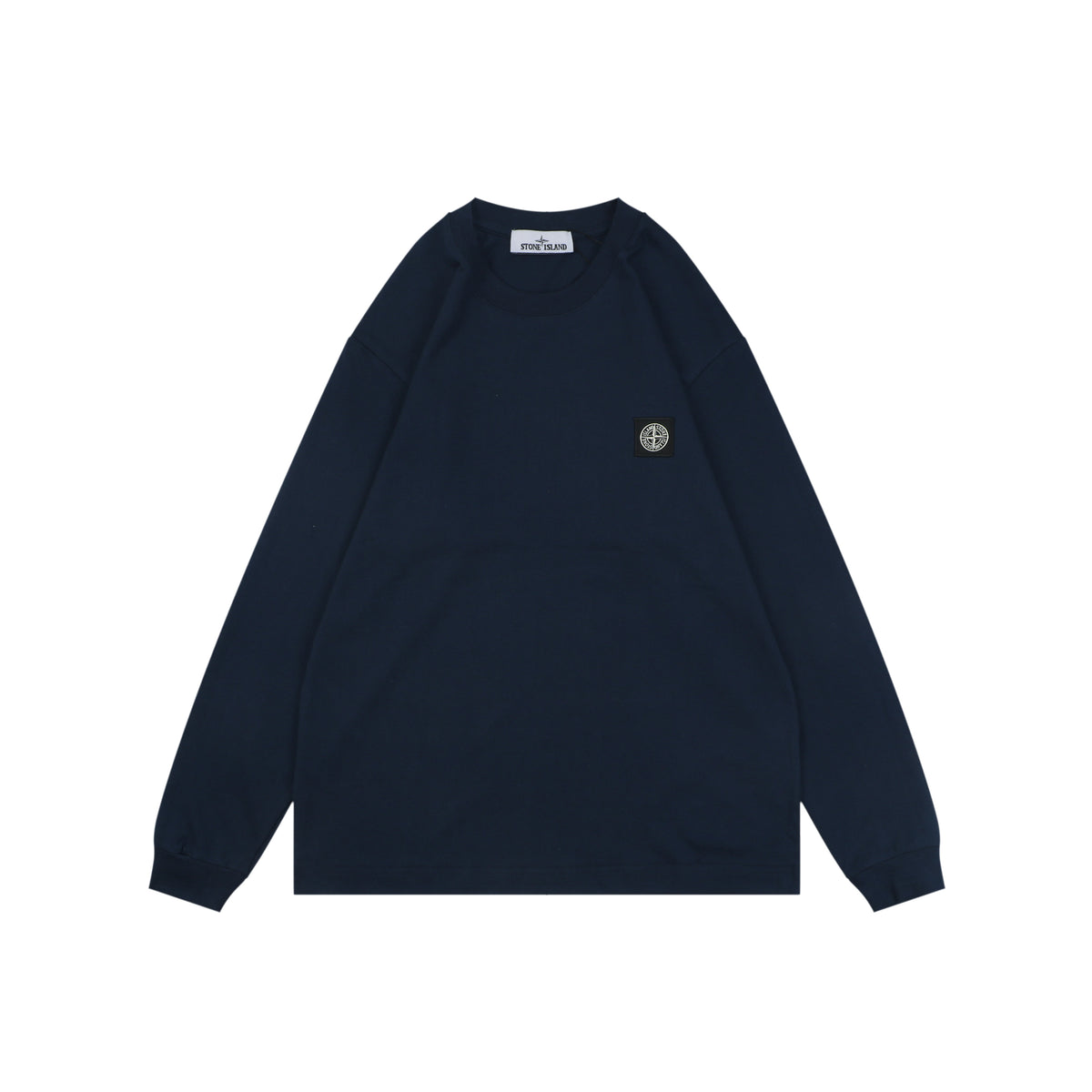 Stone Island Small Square Compass Badge Embroidered Long Sleeve T-Shirt | Navy | SI-SQ-CMB-EMB-LS-TEE-NVY