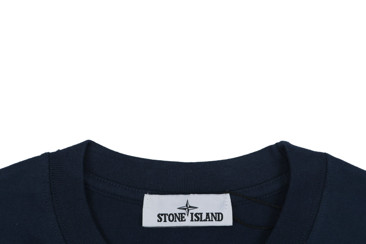 Stone Island Small Square Compass Badge Embroidered Long Sleeve T-Shirt | Navy | SI-SQ-CMB-EMB-LS-TEE-NVY