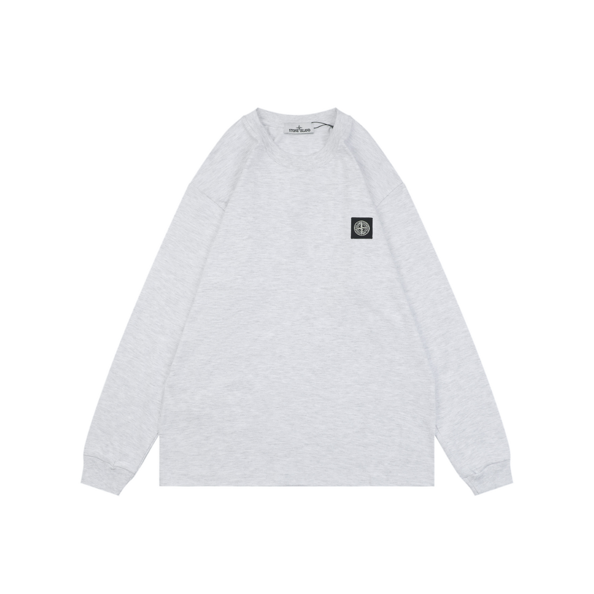 Stone Island Small Square Compass Badge Embroidered Long Sleeve T-Shirt | Light Grey | SI-SQ-CMB-EMB-LS-TEE-LGY