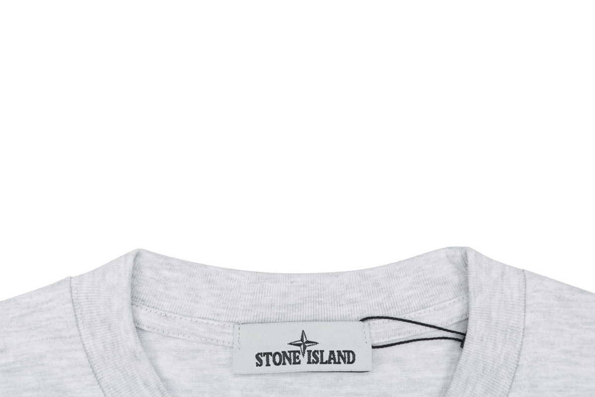 Stone Island Small Square Compass Badge Embroidered Long Sleeve T-Shirt | Light Grey | SI-SQ-CMB-EMB-LS-TEE-LGY