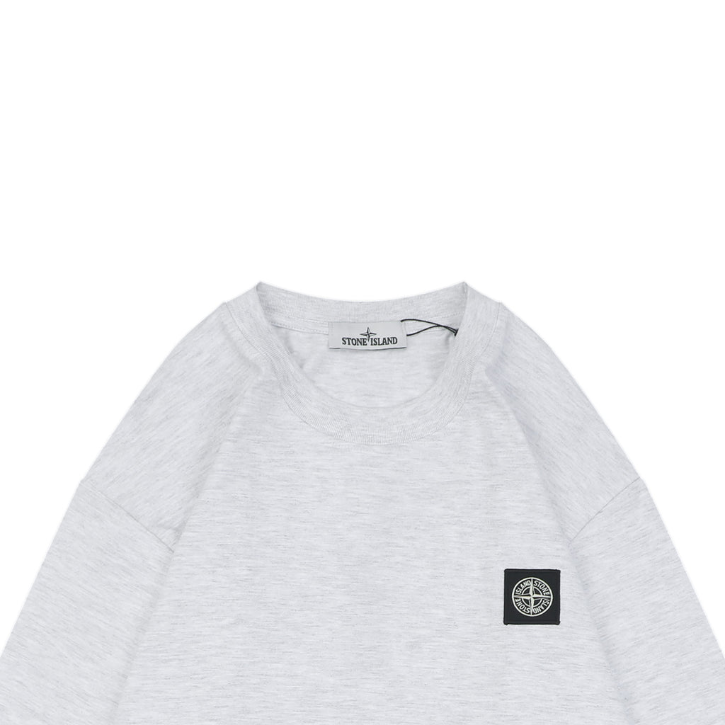 Stone Island Small Square Compass Badge Embroidered Long Sleeve T-Shirt | Light Grey | SI-SQ-CMB-EMB-LS-TEE-LGY