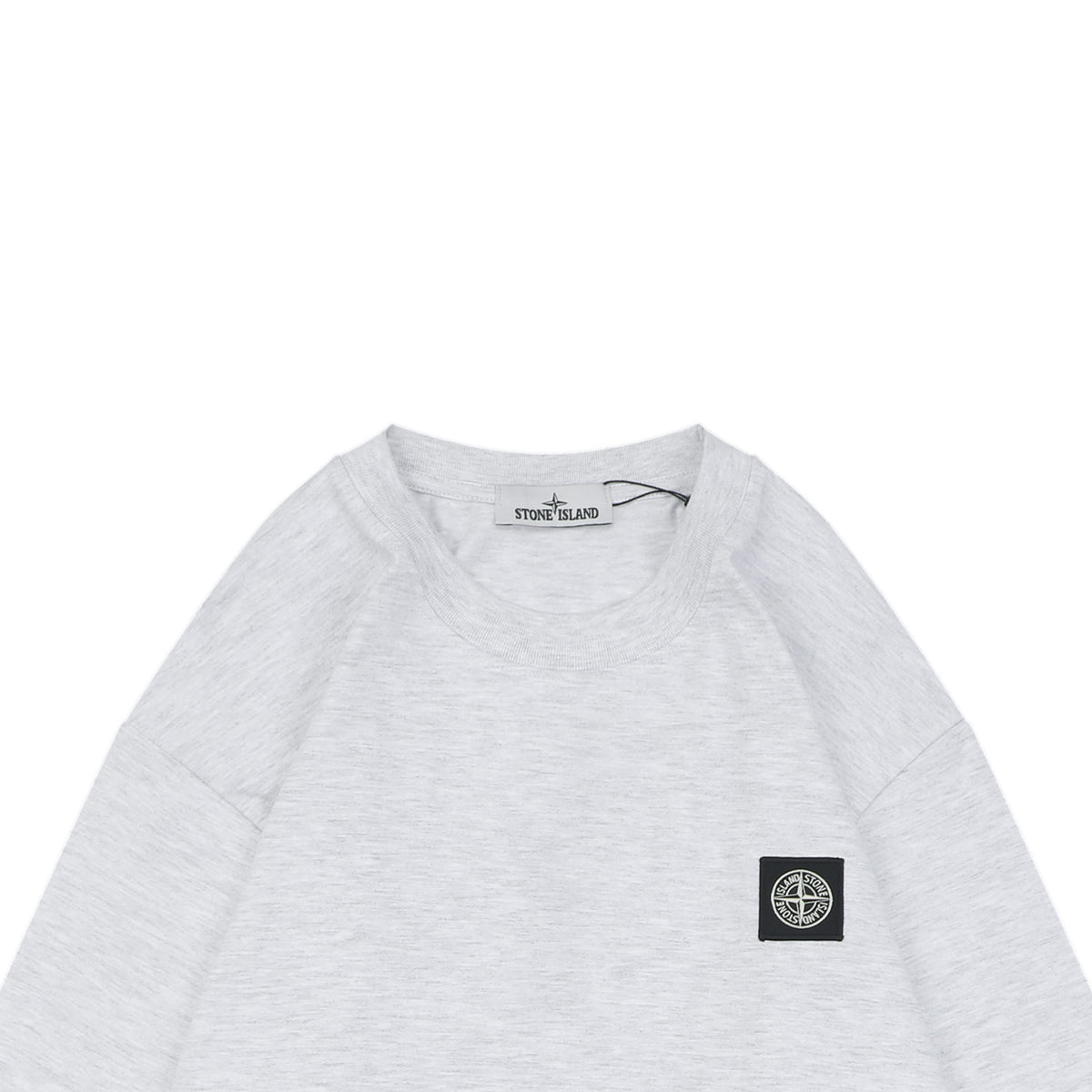 Stone Island Small Square Compass Badge Embroidered Long Sleeve T-Shirt | Light Grey | SI-SQ-CMB-EMB-LS-TEE-LGY
