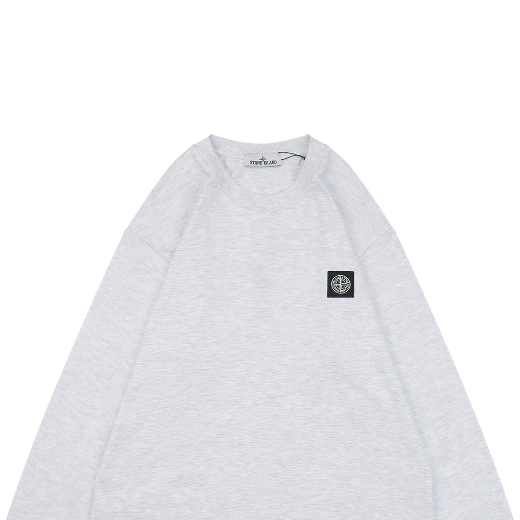 Stone Island Small Square Compass Badge Embroidered Long Sleeve T-Shirt | Light Grey | SI-SQ-CMB-EMB-LS-TEE-LGY