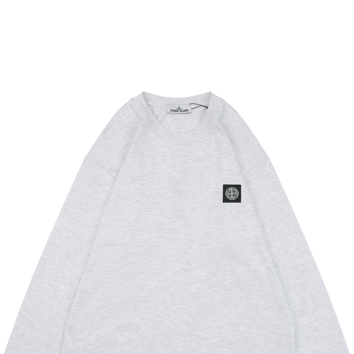 Stone Island Small Square Compass Badge Embroidered Long Sleeve T-Shirt | Light Grey | SI-SQ-CMB-EMB-LS-TEE-LGY