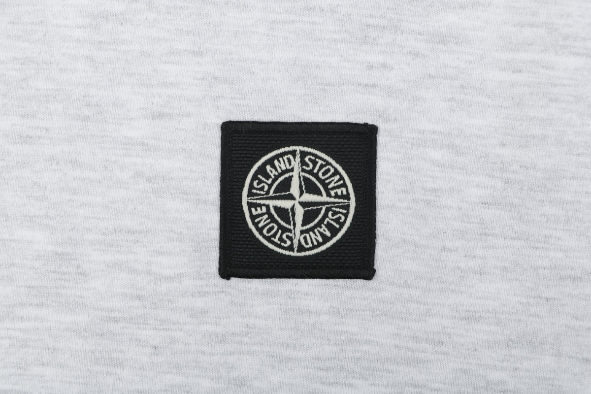 Stone Island Small Square Compass Badge Embroidered Long Sleeve T-Shirt | Light Grey | SI-SQ-CMB-EMB-LS-TEE-LGY
