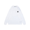 Stone Island Small Square Compass Badge Embroidered Long Sleeve T-Shirt | White | SI-SQ-CMB-EMB-LS-TEE-WHT