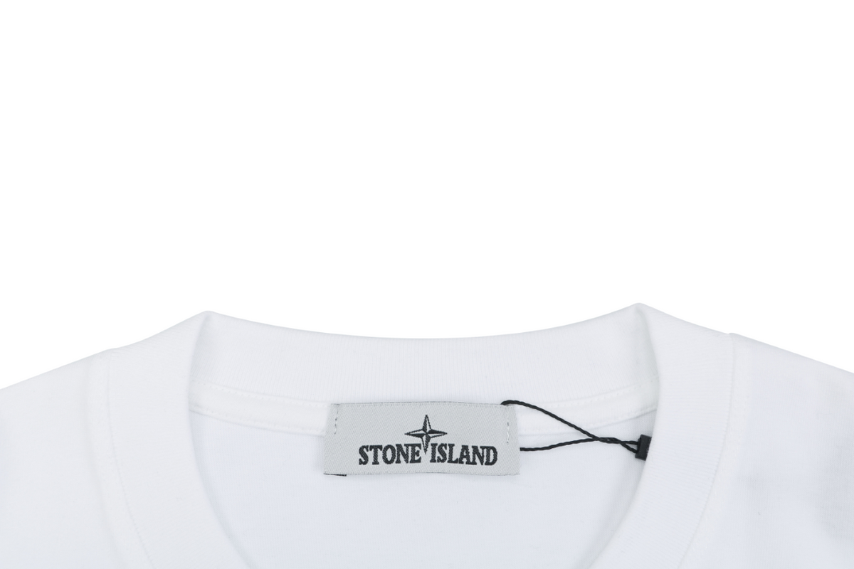 Stone Island Small Square Compass Badge Embroidered Long Sleeve T-Shirt | White | SI-SQ-CMB-EMB-LS-TEE-WHT