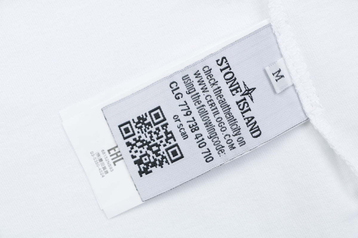Stone Island Small Square Compass Badge Embroidered Long Sleeve T-Shirt | White | SI-SQ-CMB-EMB-LS-TEE-WHT