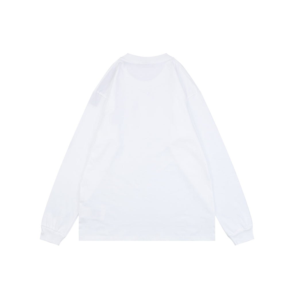 Stone Island Small Square Compass Badge Embroidered Long Sleeve T-Shirt | White | SI-SQ-CMB-EMB-LS-TEE-WHT